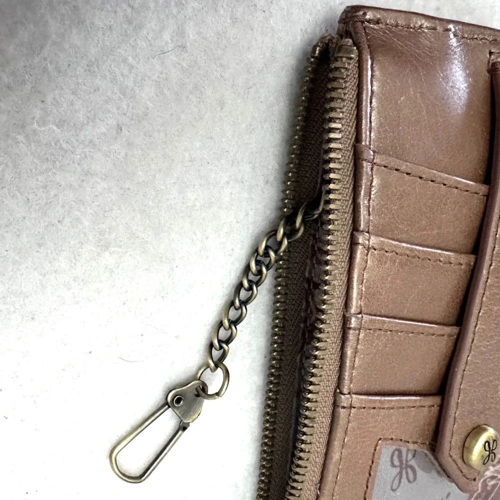 Hobo Linn Brown Leather Credit Card Holder Euro Slide Case Slim Wallet ID Window